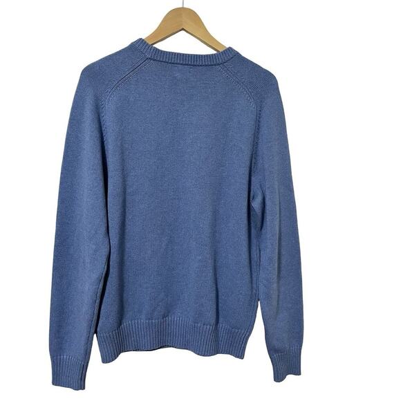 J Crew Heritage Chunky Knit Mens Crewneck Sweater Size L Heather Twilight Preppy - Picture 2 of 6